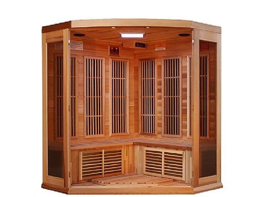 Golden Designs Maxxus 3 - Person Corner FAR Infrared Sauna Carbon Low EMF with Canadian Red Cedar - Sauna Heater Supply