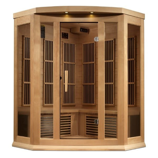 Golden Designs Maxxus "Chaumont Edition" 3 - Person Corner Near Zero EMF FAR Infrared Sauna with Canadian Hemlock - Sauna Heater Supply