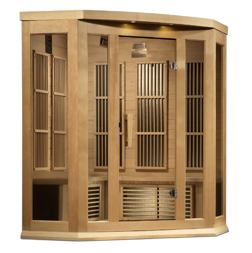 Golden Designs Maxxus "Chaumont Edition" 3 - Person Corner Near Zero EMF FAR Infrared Sauna with Canadian Hemlock - Sauna Heater Supply