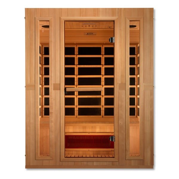 Golden Designs Maxxus "Trinity" Dual Tech 3 - Person Low EMF FAR Infrared Sauna with Canadian Hemlock - Sauna Heater Supply