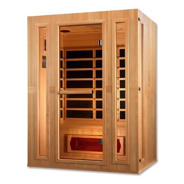 Golden Designs Maxxus "Trinity" Dual Tech 3 - Person Low EMF FAR Infrared Sauna with Canadian Hemlock - Sauna Heater Supply