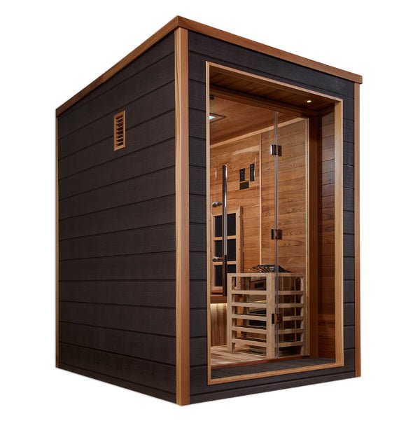 Golden Designs Nora PureTech™ 2 - Person Full Spectrum Hybrid Sauna in Red Cedar Wood Interior - Sauna Heater Supply