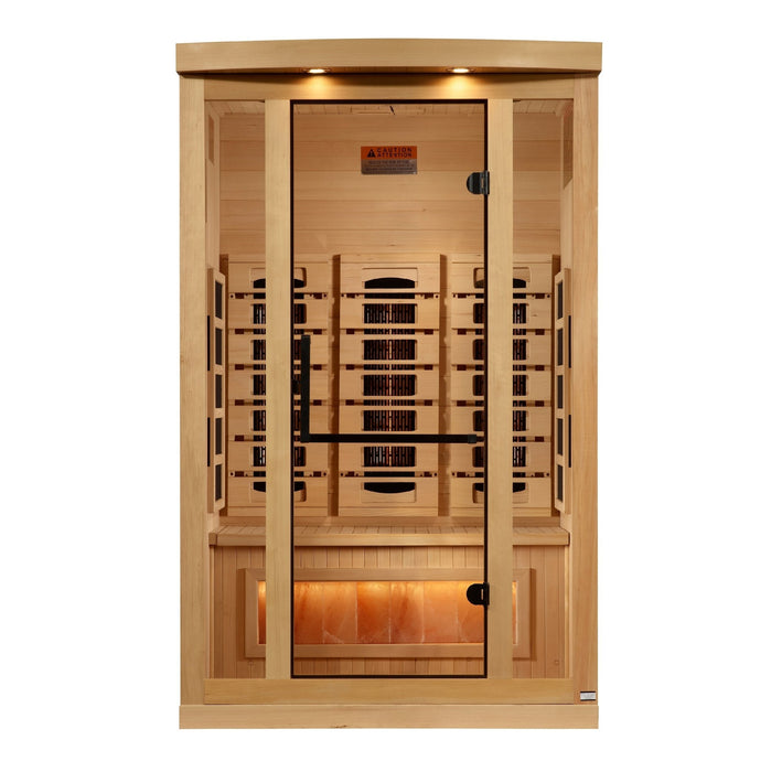 Golden Designs "Reserve Edition" 2 - Person Full Spectrum PureTech™ Near Zero EMF Infrared Sauna with Himalayan Salt Bar - Sauna Heater Supply