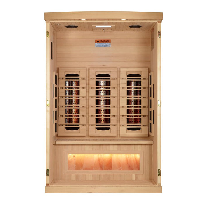 Golden Designs "Reserve Edition" 2 - Person Full Spectrum PureTech™ Near Zero EMF Infrared Sauna with Himalayan Salt Bar - Sauna Heater Supply