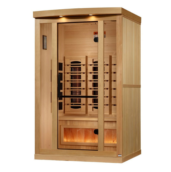 Golden Designs "Reserve Edition" 2 - Person Full Spectrum PureTech™ Near Zero EMF Infrared Sauna with Himalayan Salt Bar - Sauna Heater Supply