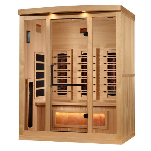 Golden Designs "Reserve Edition" 3 - Person Full Spectrum PureTech™ Near Zero EMF Infrared Sauna with Himalayan Salt Bar - Sauna Heater Supply