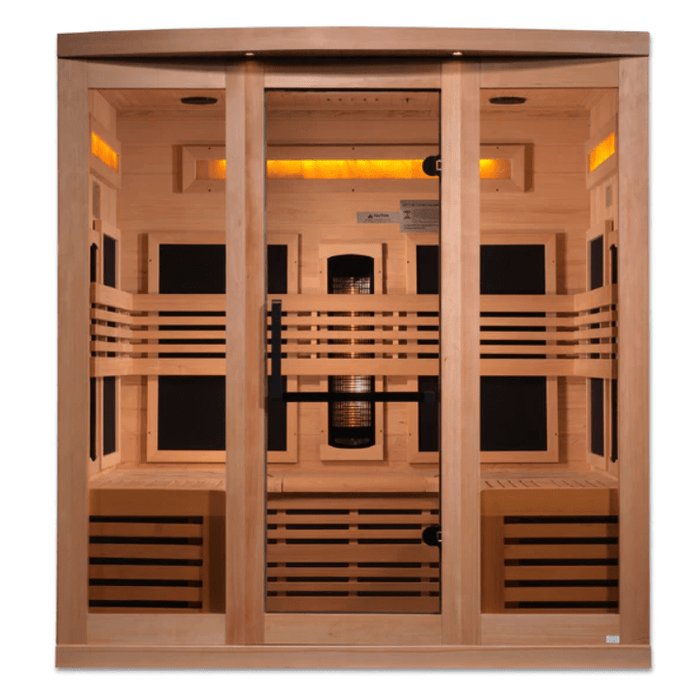 Golden Designs "Reserve Edition" 6 - Person Full Spectrum PureTech™ Near Zero EMF FAR Infrared Sauna with Himalayan Salt Bar & Canadian Hemlock - Sauna Heater Supply