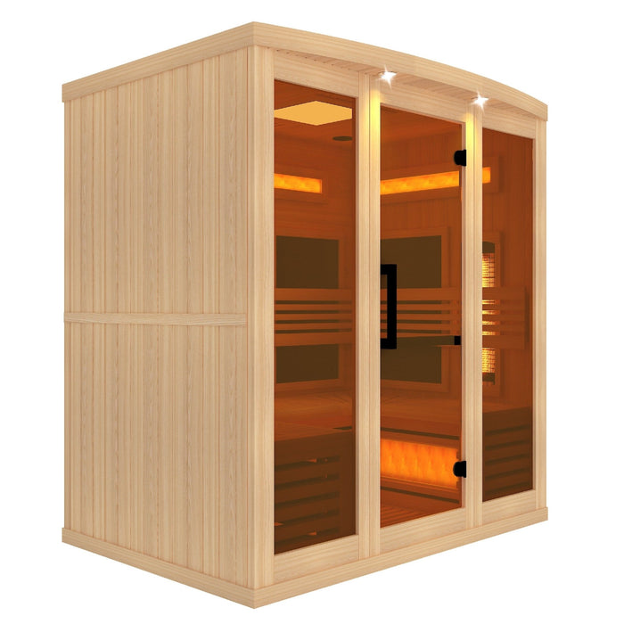 Golden Designs "Reserve Edition" 6 - Person Full Spectrum PureTech™ Near Zero EMF FAR Infrared Sauna with Himalayan Salt Bar & Canadian Hemlock - Sauna Heater Supply