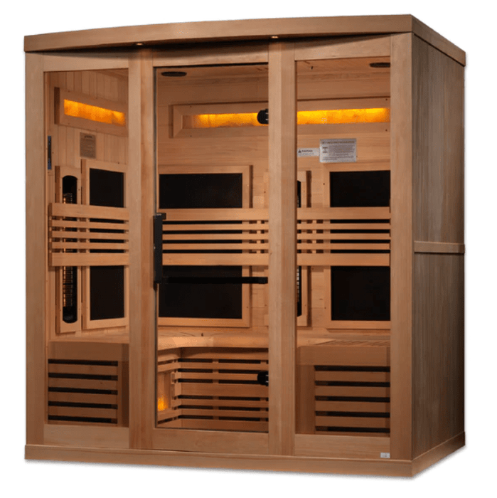 Golden Designs "Reserve Edition" 6 - Person Full Spectrum PureTech™ Near Zero EMF FAR Infrared Sauna with Himalayan Salt Bar & Canadian Hemlock - Sauna Heater Supply