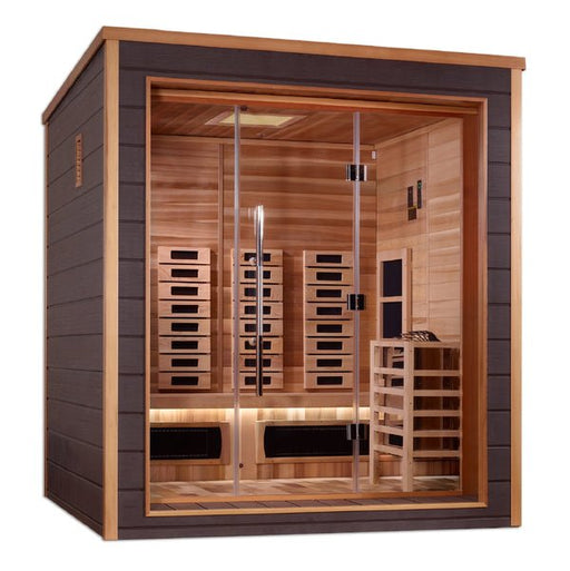 Golden Designs Visby 3 - Person Full Spectrum PureTech™ Indoor - Outdoor Hybrid Sauna in Red Cedar Wood - Sauna Heater Supply