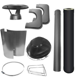 Chimney & Assembly Kit, Barrel, Flat Roof, Black