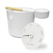 SaunaLife Aluminum 1 - Gallon Sauna Bucket Set with Wood Ladle and Thermometer, White - Sauna Heater Supply