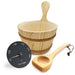 SaunaLife Wooden 1 - Gallon Sauna Bucket Set with Wood Ladle and Thermometer - Black - Sauna Heater Supply