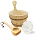 SaunaLife Wooden 1 - Gallon Sauna Bucket Set with Wood Ladle and Thermometer - White - Sauna Heater Supply